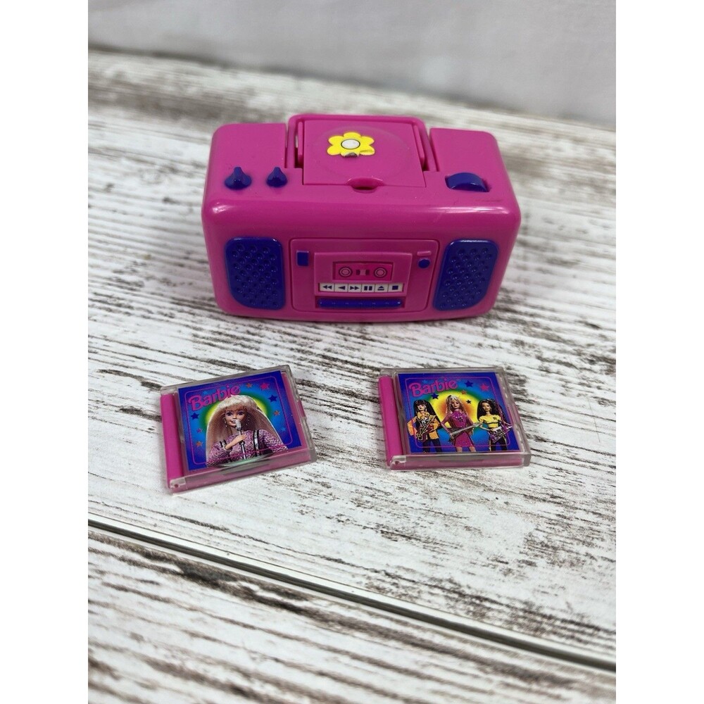 1998 Barbie Pink Boombox/Radio with CD Player & 2 CD's